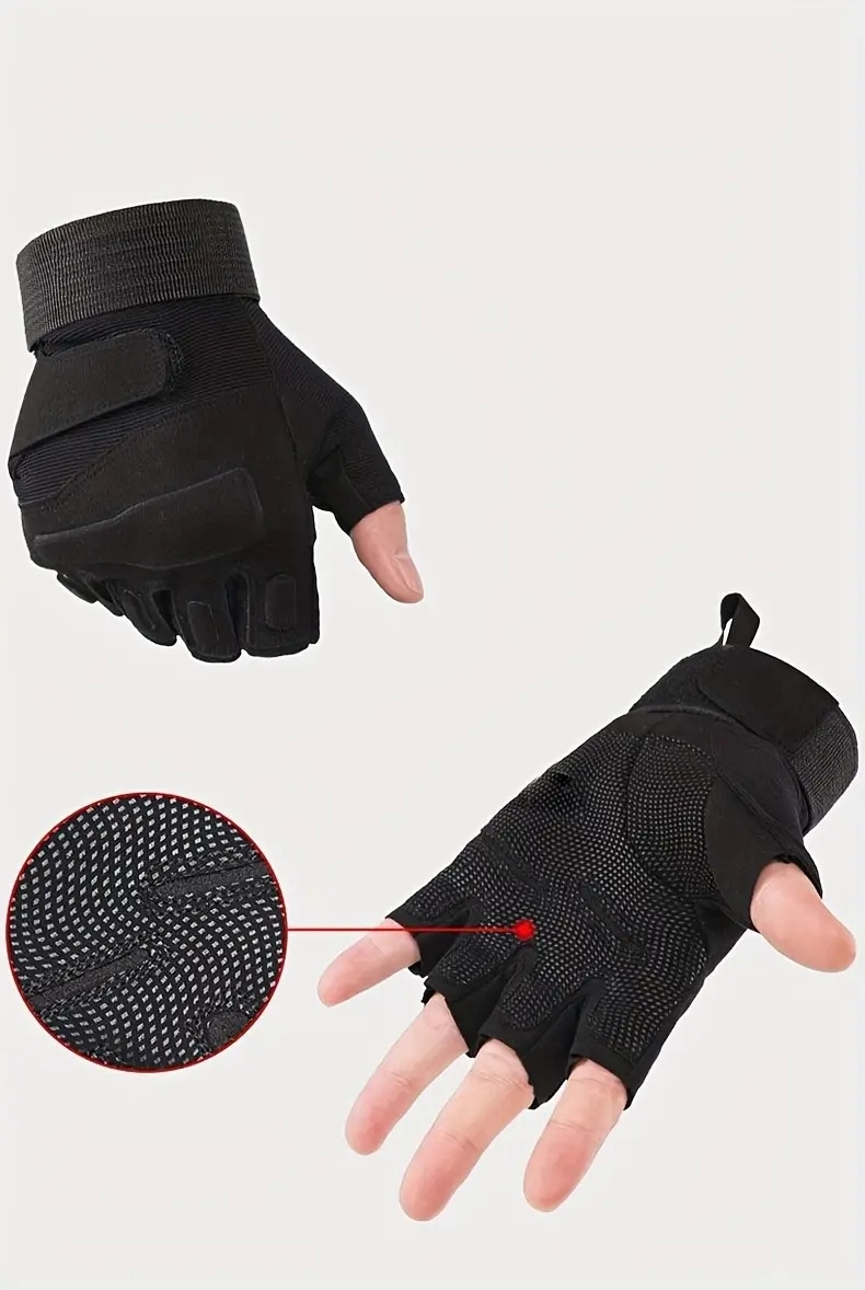 sports half finger gloves for men and women fitness grip outdoor fishing thickened semi open finger gloves cool black details 3