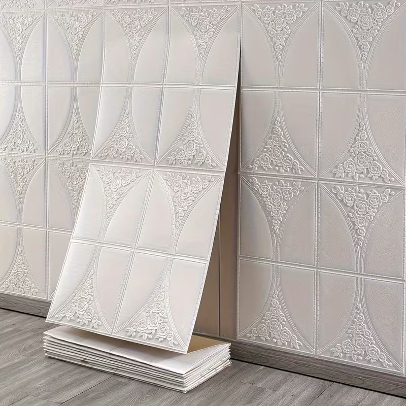1pc haitingshang 3d wall panel peel stick wallpaper waterproof pvc foam panels suitable for living room bedroom laundry modern striped elongated sheets uv printed installation 4