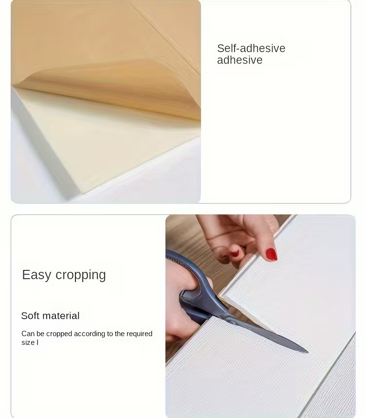 1pc haitingshang 3d wall panel peel stick wallpaper waterproof pvc foam panels suitable for living room bedroom laundry modern striped elongated sheets uv printed installation Product details 0