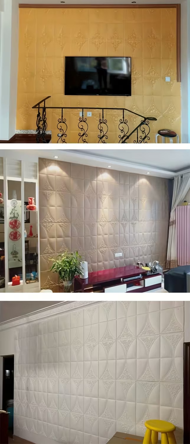 1pc haitingshang 3d wall panel peel stick wallpaper waterproof pvc foam panels suitable for living room bedroom laundry modern striped elongated sheets uv printed installation Product details 2