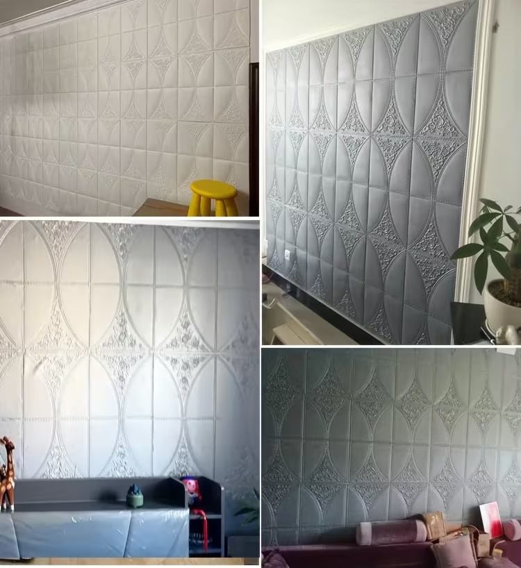 1pc haitingshang 3d wall panel peel stick wallpaper waterproof pvc foam panels suitable for living room bedroom laundry modern striped elongated sheets uv printed installation Product details 1