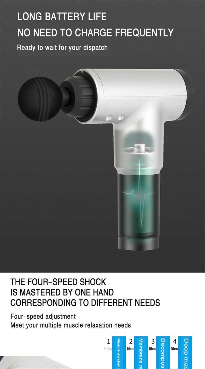 Fascial Gun Muscle Maging Relax Recovery Soreness Pain Fascia Gun Relief Slimming Shaping Mager 4 Heads Gym Aiding (2)