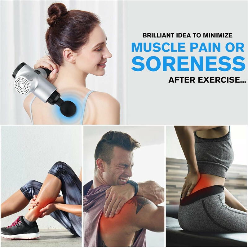 Fascial Gun Muscle Maging Relax Recovery Soreness Pain Fascia Gun Relief Slimming Shaping Mager 4 Heads Gym Aiding (9)
