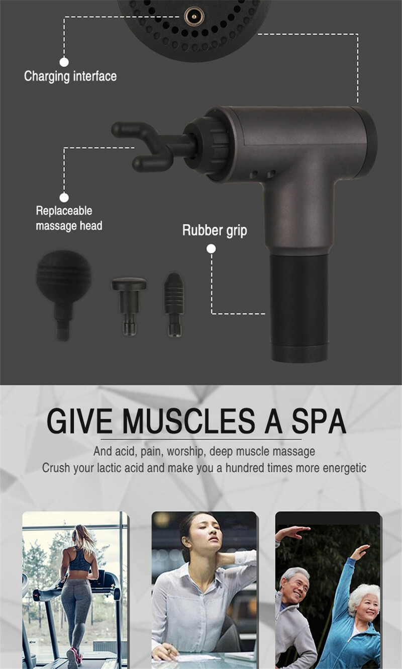 Fascial Gun Muscle Maging Relax Recovery Soreness Pain Fascia Gun Relief Slimming Shaping Mager 4 Heads Gym Aiding (6)
