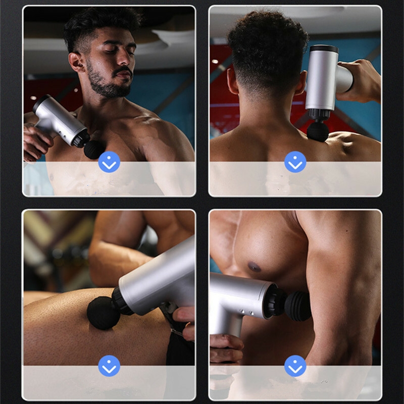 Fascial Gun Muscle Maging Relax Recovery Soreness Pain Fascia Gun Relief Slimming Shaping Mager 4 Heads Gym Aiding (16)