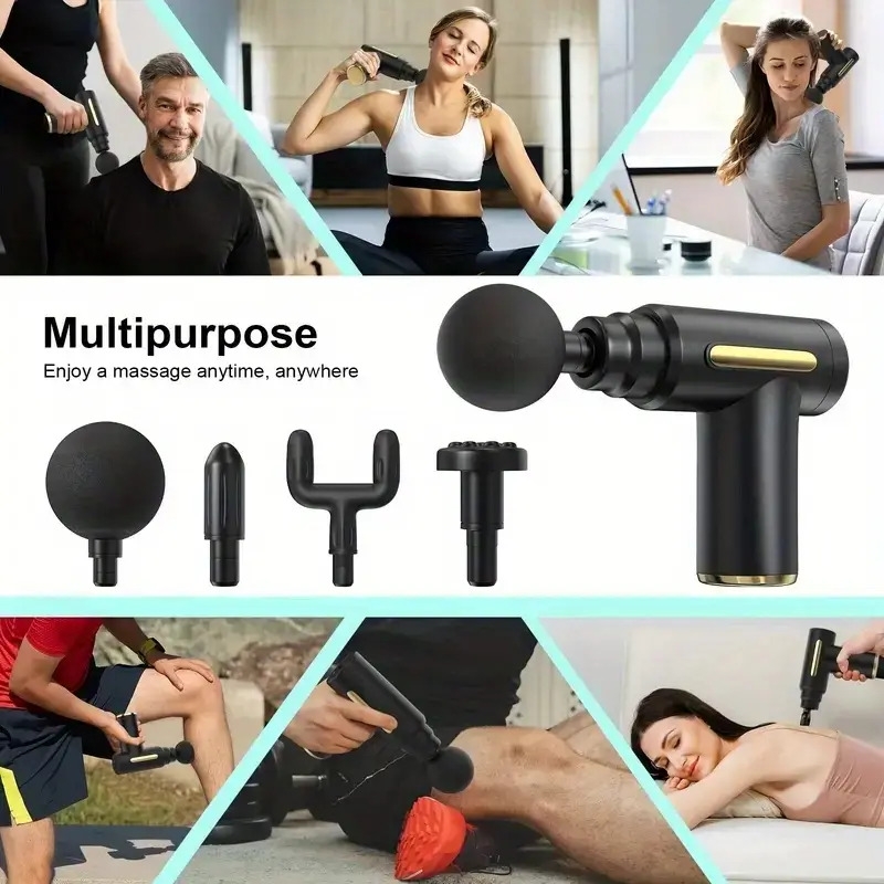 portable fascia gun body muscle massage gun rechargeable massage gun with 4 replaceable massage heads used to relax the massage tools of the back and whole body relieve plantar fasciitis and arch pain and relax the muscles of the foot and legs details 5