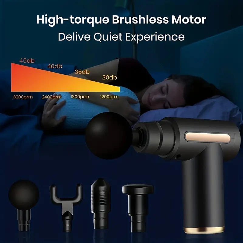 portable digital massage gun with led display 6 speed adjustable settings   design long   4 interchangeable heads usb rechargeable for full   details 3