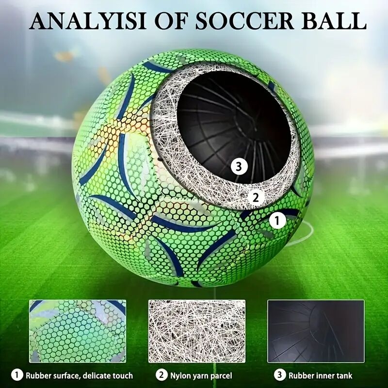 reflective glow in the dark soccer ball size 5 rubber material and adult age range of 1 3