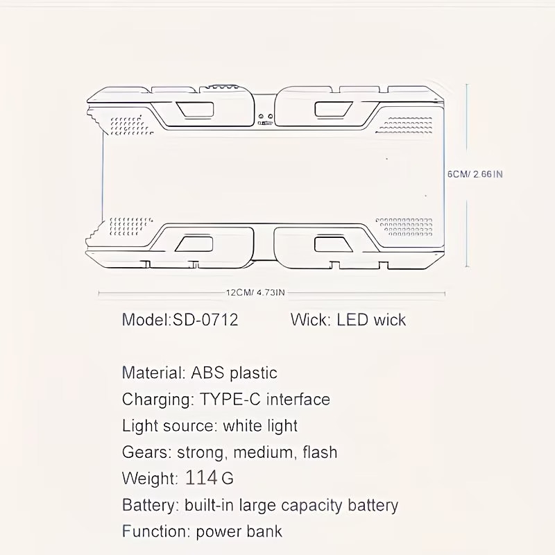 1 unit of the sd 0712a usb rechargeable flashlight a portable outdoor torch featuring dual lights extremely bright and a power bank function designed for handheld use and emergencies Product details 7
