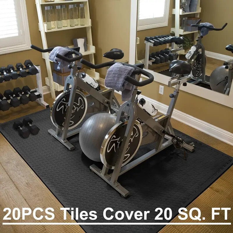 20pcs black eva interlocking fitness mats soft non slip waterproof for home gym training body shaping 1