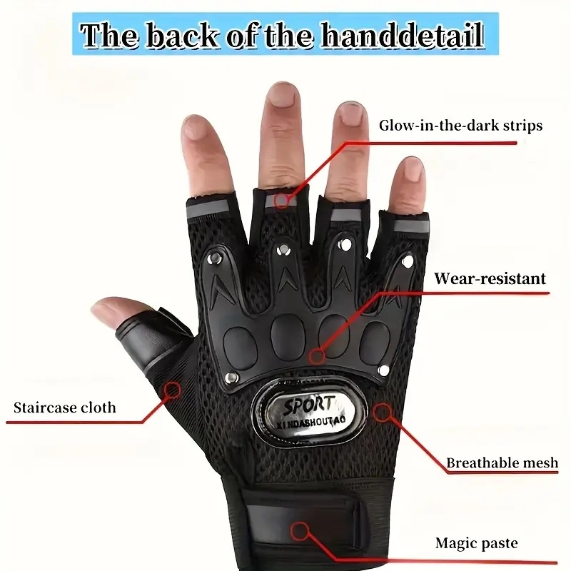 breathable fitness gloves 2pcs breathable half finger fitness gloves polyester fiber black sports gloves for outdoor activities and gym workouts outdoor sports gloves breathable glove design adjustable fitness gloves gym accessories details 6