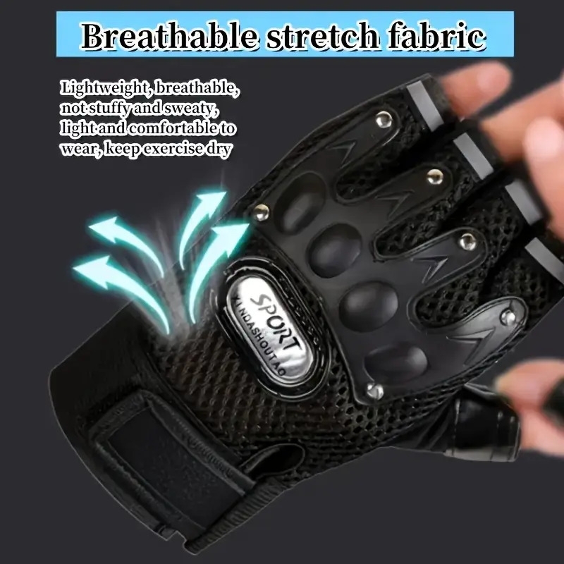 breathable fitness gloves 2pcs breathable half finger fitness gloves polyester fiber black sports gloves for outdoor activities and gym workouts outdoor sports gloves breathable glove design adjustable fitness gloves gym accessories details 3