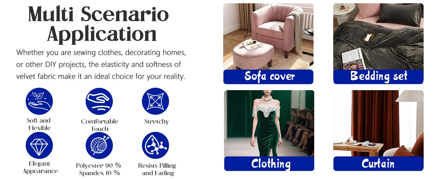 Royal Blue Stretch Velvet Fabric