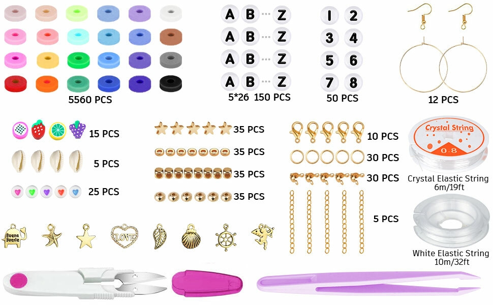 A plastic box contains all you need for bracelets jewelry making flat beads letter beads pendants