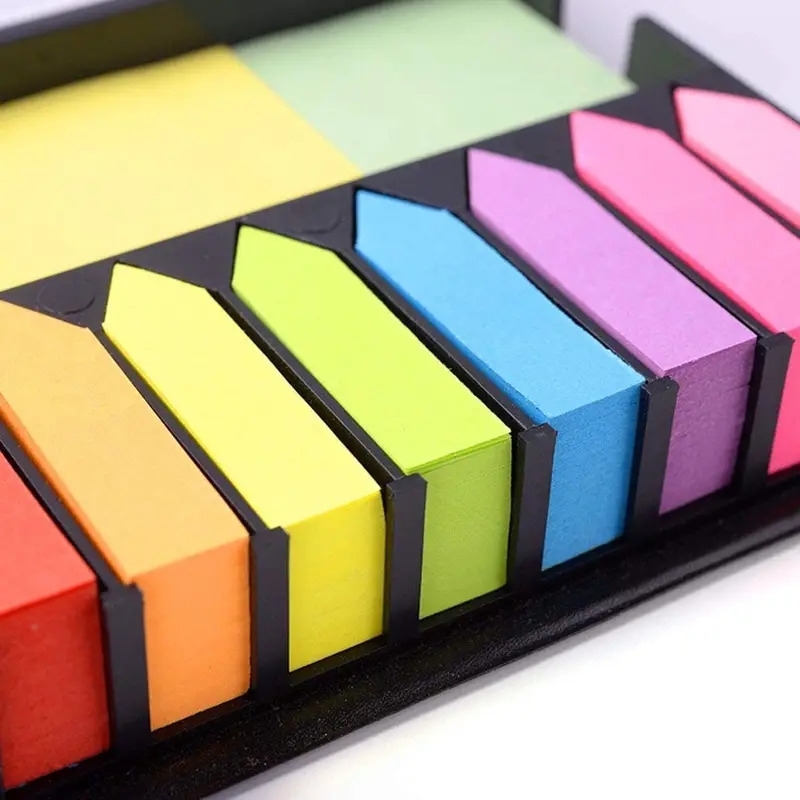 multicolor sticky note set color memo pads with faux leather packing box colored divider self stick notes pads bundle with calendar for office school home details 1