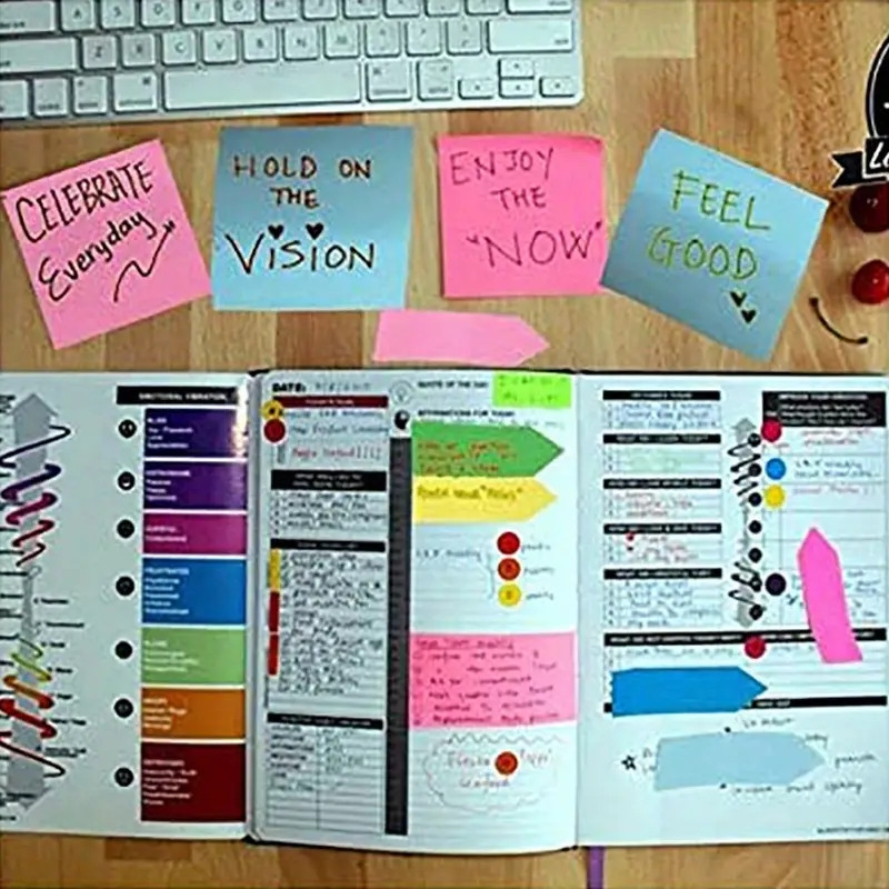 multicolor sticky note set color memo pads with faux leather packing box colored divider self stick notes pads bundle with calendar for office school home details 3