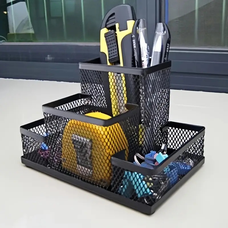 metal 4 in 1 desk organizer pen accessory holder for office and school supplies details 0
