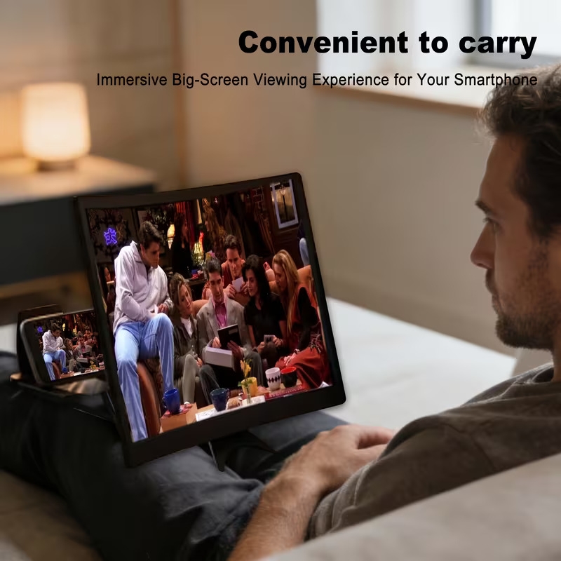 16 inch 3d mobile phone hd anti blue light projector with a phone holder suction cup features a newly material display screen a 3d converter for mobile screens Product details 5