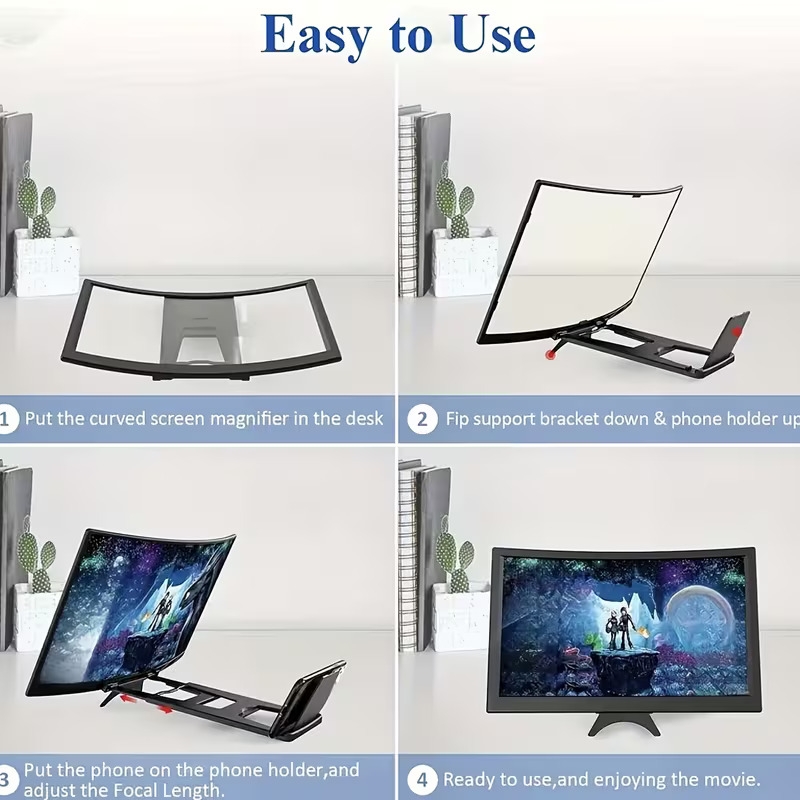 16 inch 3d mobile phone hd anti blue light projector with a phone holder suction cup features a newly material display screen a 3d converter for mobile screens Product details 9