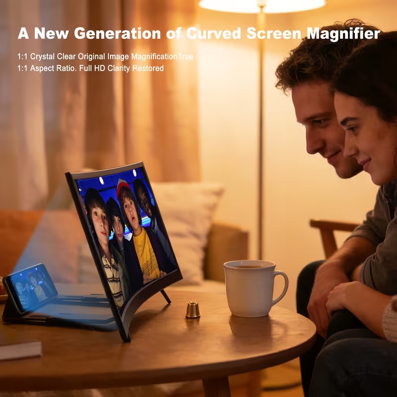 16 inch 3d mobile phone hd anti blue light projector with a phone holder suction cup features a newly material display screen a 3d converter for mobile screens Product details 1