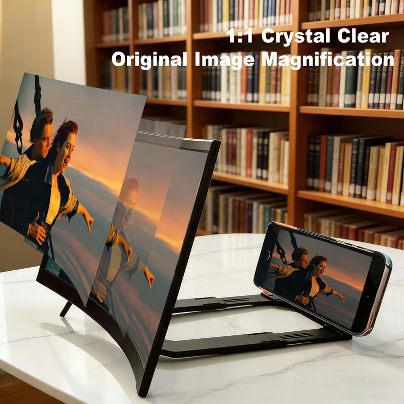 16 inch 3d mobile phone hd anti blue light projector with a phone holder suction cup features a newly material display screen a 3d converter for mobile screens Product details 4