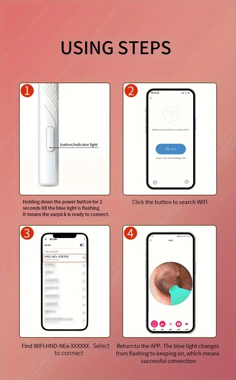 ear wax removal ear cleaning kit with 1080p camera ear cleaner with camera and light ear camera wax removal with 6 ear spoons ear wax cleaner for ios android details 12