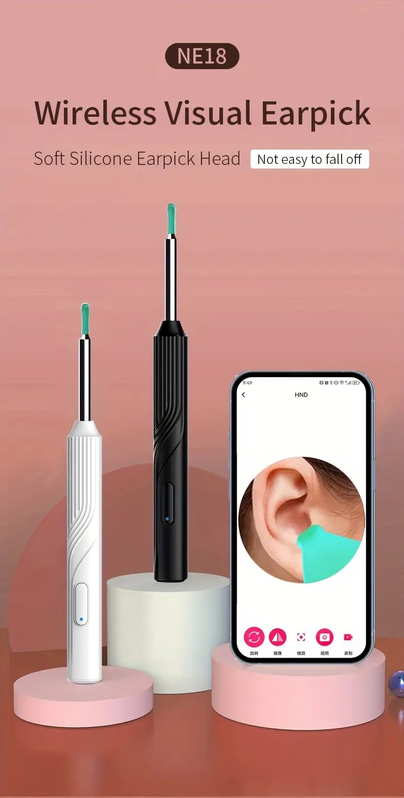 ear wax removal ear cleaning kit with 1080p camera ear cleaner with camera and light ear camera wax removal with 6 ear spoons ear wax cleaner for ios android details 0
