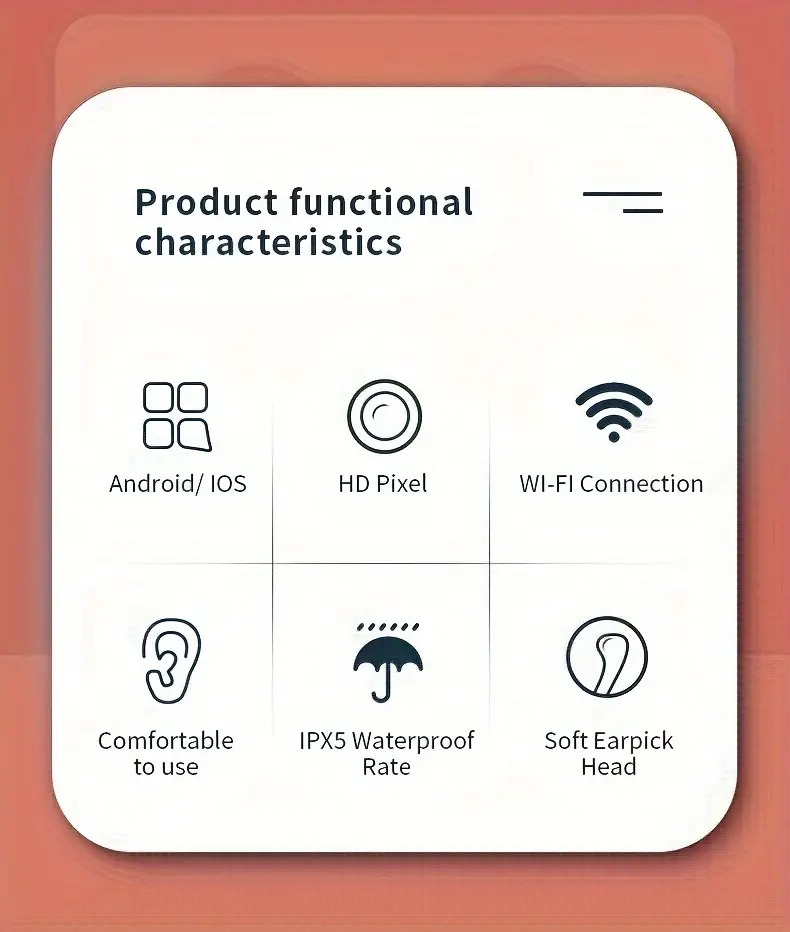 ear wax removal ear cleaning kit with 1080p camera ear cleaner with camera and light ear camera wax removal with 6 ear spoons ear wax cleaner for ios android details 1