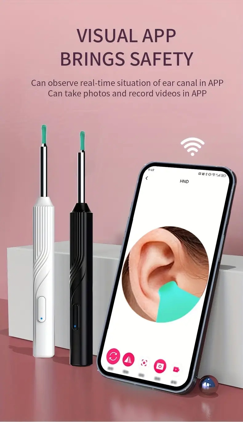 ear wax removal ear cleaning kit with 1080p camera ear cleaner with camera and light ear camera wax removal with 6 ear spoons ear wax cleaner for ios android details 3