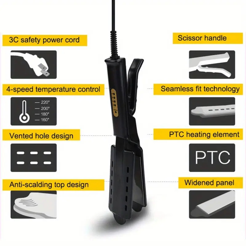 hair straightener with four gear temperature adjustment ceramic tourmaline ionic flat iron curling iron hair curler for women details 1