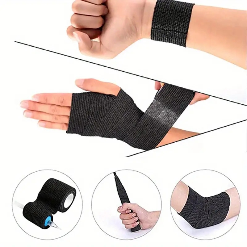 12 24 48pcs waterproof tape tattoo handle bandage non slip sports non woven disposable self   elastic bandage details 1