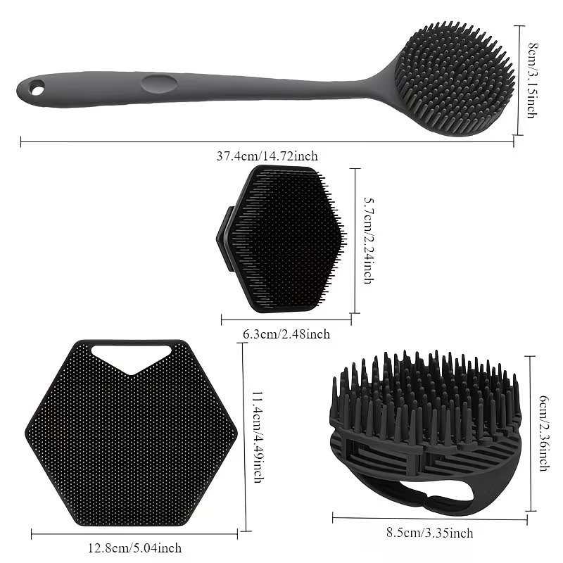 4pcs body brush set long handled back scrubber gentle hair and facial brush handheld bath brush non electric non deep cleaning and massage tool Product details 2