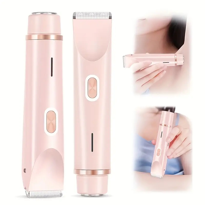 dual head electric shaver for women wet dry hair removal ideal for face eyebrows legs and underarms portable bikini trimmer with dual   rechargeable usb charging stainless steel blades gentle and   pink gift box Product details 1