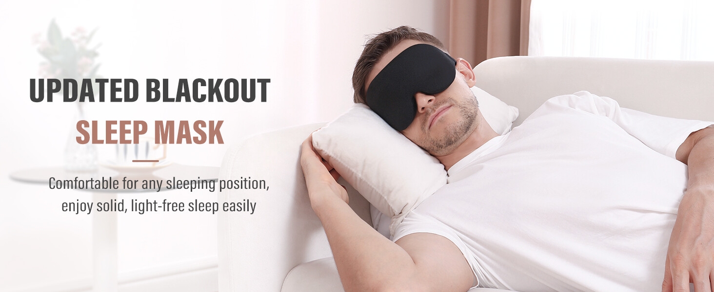 Blackout sleep mask 3D contoured eye mask for men women comfortable ergonomic light-free darkness
