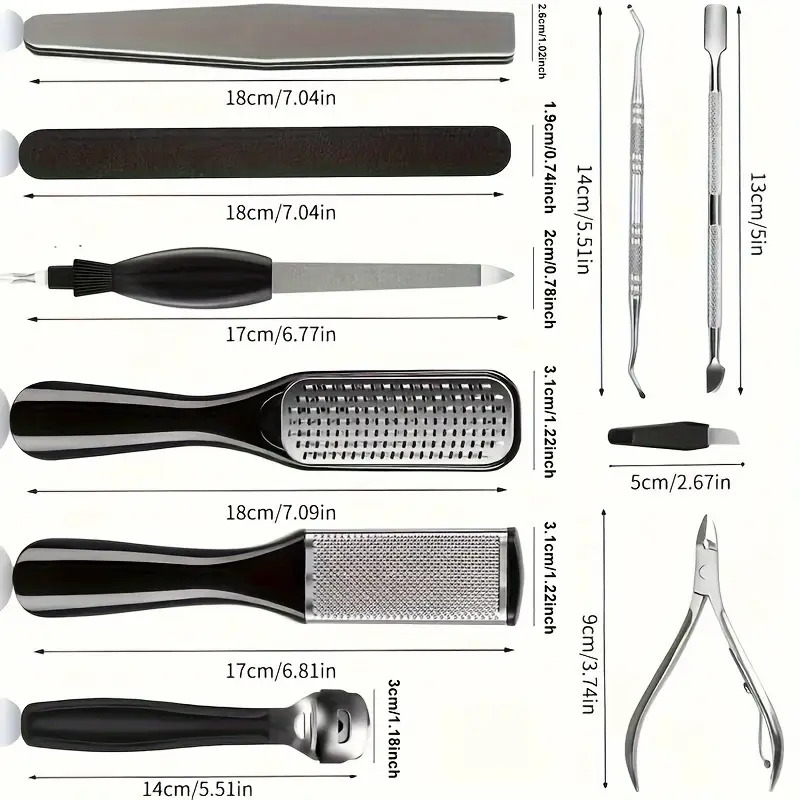 26 in 1   file   callus remover stainless steel   cleaner chunky file heel dead skin pedicure kit for men women at home and salon   care details 6