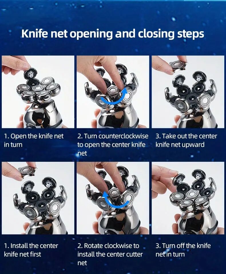 5 in 1 electric shaver usb rechargeable bald self help hair clipper shaver 7d multifunctional shaver used for nose hair trimmer face brush massager hair clipper beauty suit shaver waterproof details 14