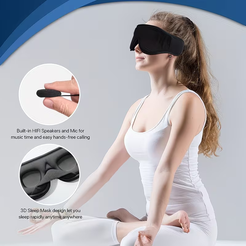 1pc 3d wireless sleep mask featuring 5 2 wireless earphones sleeping mask a type c charging music eye mask suitable for men and women Product details 0
