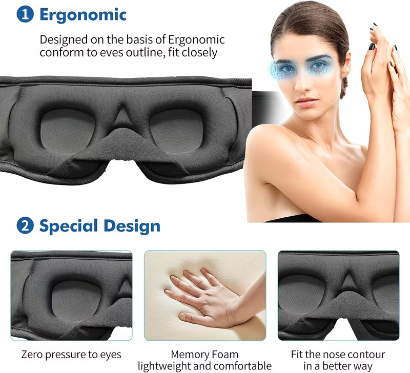 1pc 3d wireless sleep mask featuring 5 2 wireless earphones sleeping mask a type c charging music eye mask suitable for men and women Product details 2