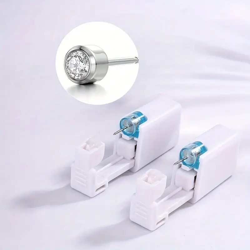4pcs ear piercing kit with disposable gun cubic zirconia studs stainless steel personal   details 1