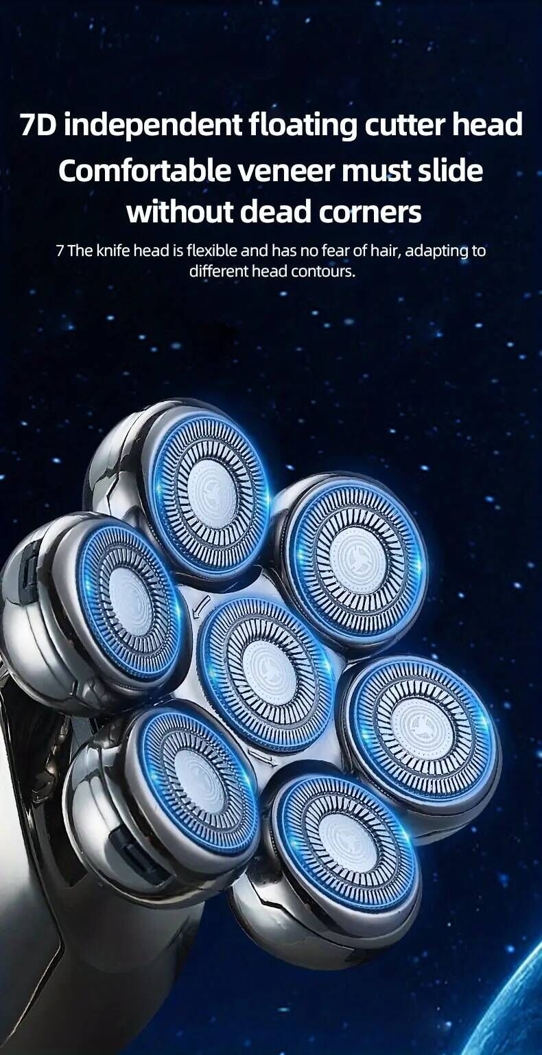 5 in 1 electric shaver usb rechargeable bald self help hair clipper shaver 7d multifunctional shaver used for nose hair trimmer face brush massager hair clipper beauty suit shaver waterproof details 3