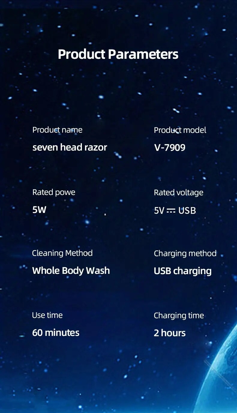 5 in 1 electric shaver usb rechargeable bald self help hair clipper shaver 7d multifunctional shaver used for nose hair trimmer face brush massager hair clipper beauty suit shaver waterproof details 13