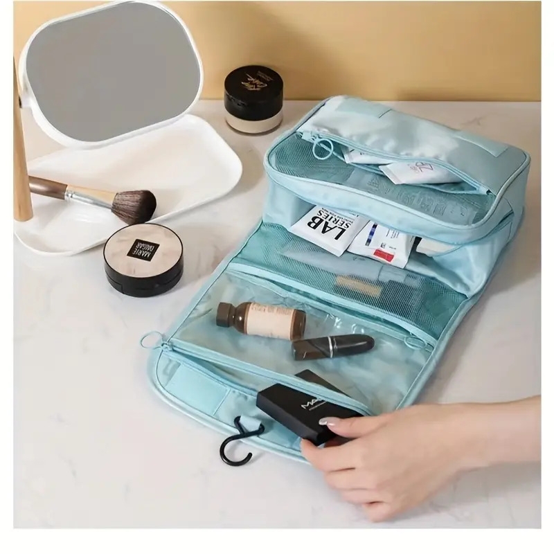 travel makeup bag for women large capacity cosmetic bag with hanging hook portable water resistant makeup cosmetic bag travel organizer details 3
