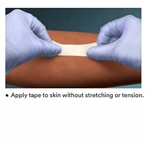 Two-panel instructional image for applying adhesive tape. Left panel shows tape application, right panel demonstrates pressing for adhesion.