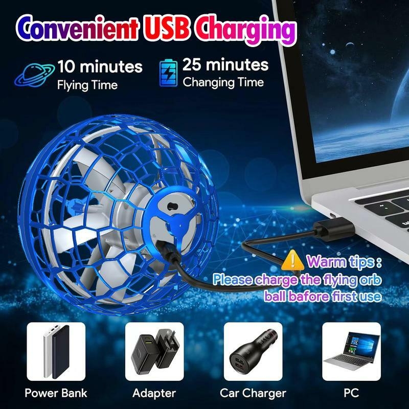 2025 intelligent induction flying ball spinning flying ball suspension magic ufo flying saucer technology boys and girls children's outdoor luminous toys