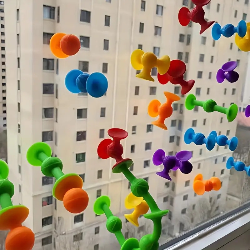 40件彩色硅胶吸盘积木套装，建筑感官玩具，旅行玩具，窗户玩具，感恩节圣诞节生日派对礼物 - 无需电池，适合万圣节、圣诞节活动及派对用品 商品详情 4