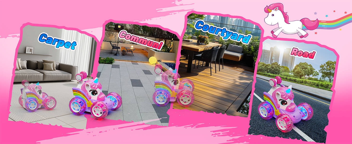 a photo of a patio with a pink and white bike and a pink ball.