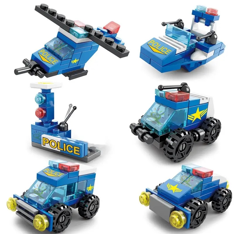 147pcs 6 in 1 city police series car model small particle building blocks assembling children bricks puzzle toys gift details 5
