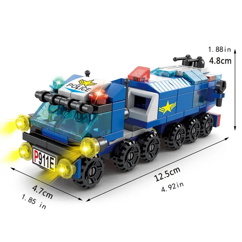 147pcs 6 in 1 city police series car model small particle building blocks assembling children bricks puzzle toys gift details 2