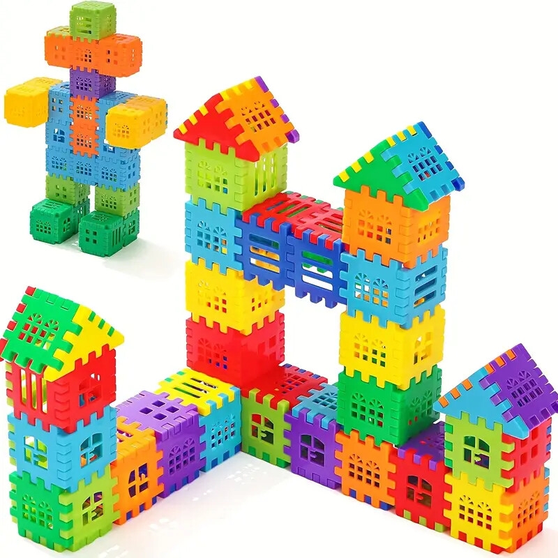 60pcs villa building block toys house splicing toys montessori toys fine motor skills education classification and matching stacked toys random colors halloween thanksgiving day christmas gift 3
