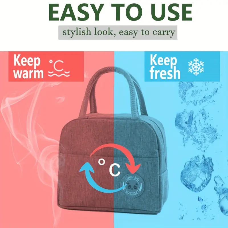 1pc non food contact lightweight insulated lunch bag reusable aluminum foil leakproof thermal bento box carrier durable oxford fabric ideal for office use blue purple options hand wash   bag insulated Product details 1